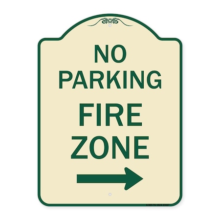 Signmission No Parking Fire Zone W/ Right Arrow Heavy-Gauge Aluminum Sign, 24" x 18", TG-1824-23617 A-DES-TG-1824-23617